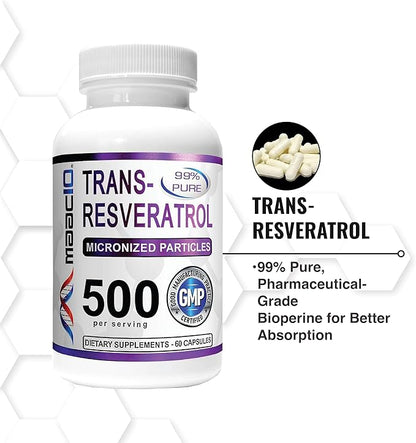 MAAC10 - Trans Resveratrol 500mg 3-PACK 99% Pure