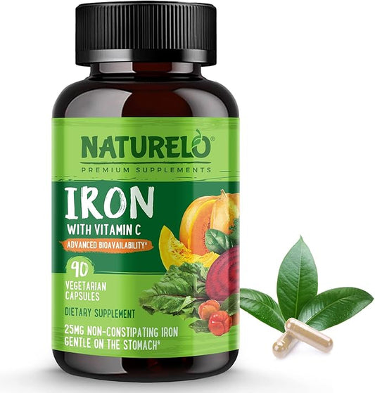 NATURELO Vegan Iron Supplement with Vitamin 90 Mini