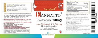 Eannatto Tocotrienols Vitamin E Supplements Tocopherol Free, Supports Immune Health, Non-GMO, Gluten Free & Antioxidant (300MG 30 Softgels)