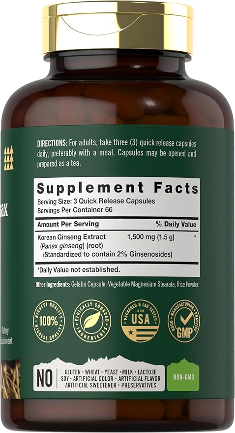 Korean Ginseng Extract Capsules 1500 mg 200 Capsules
