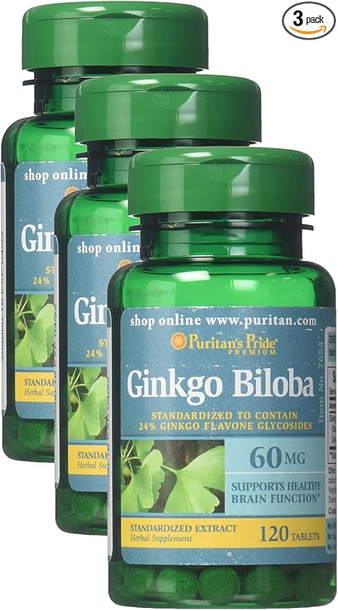 Puritan's Pride Ginkgo Biloba Standardized Extract 60 mg 120 Count 3)