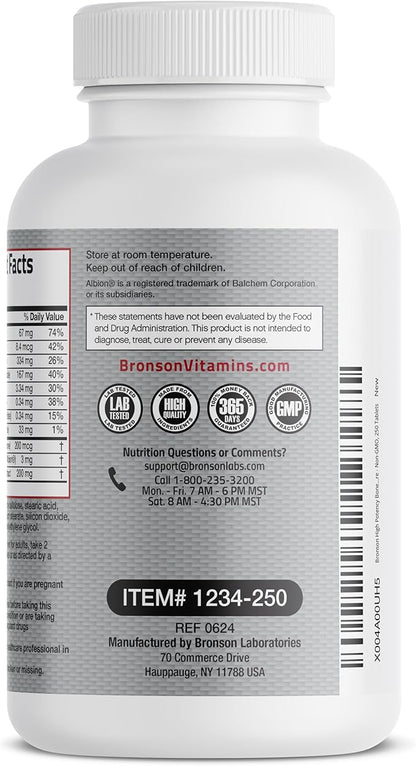 Bronson Bone Health & Strength Complex* 200 MCG K2 as MK7, Plus D3, and 250 Tablets