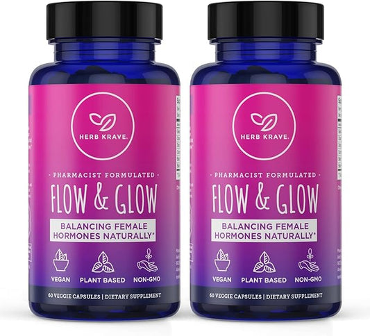 Flow and Glow Natural Hormone Balance 60 Vegan (2 Pack)