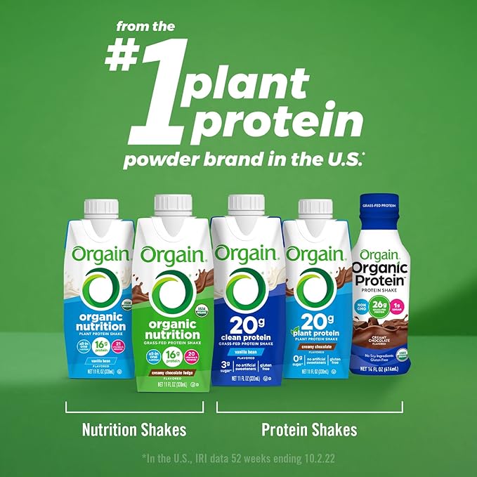 Orgain Organic Nutritional Vegan Protein Shake, 16g Plant 21 Vitamins 11 Fl 4)