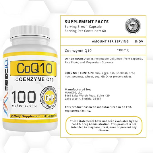 MAAC10 100mg CoQ10 (60 Capsules) Q10 for (60 Day