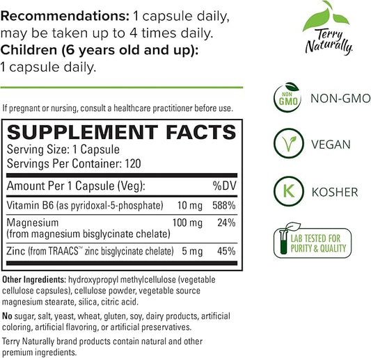 Terry Naturally BioActive Magnesium Complex 120 Capsules B6 & 120 Servings