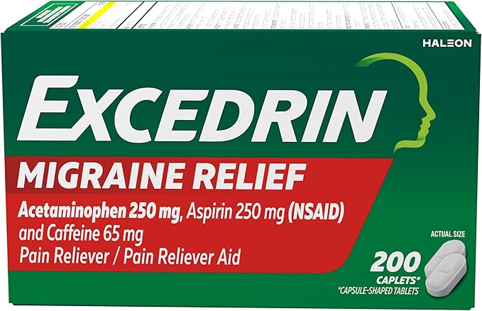 Excedrin Migraine Relief Caplets to Alleviate 200 Count