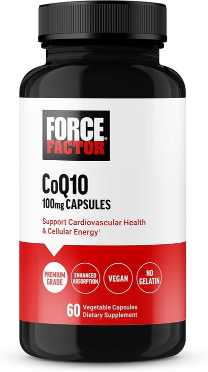 FORCE FACTOR CoQ10 100mg, Coenzyme Q10 10, Vegan, 60 Vegetable