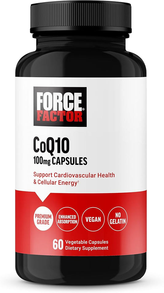 FORCE FACTOR CoQ10 100mg, Coenzyme Q10 10, Vegan, 60 Vegetable