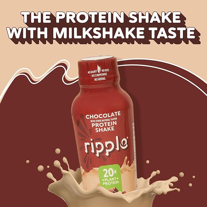 Ripple Vegan Protein Shake 20g Nutritious 12 Oz, 12 Pack