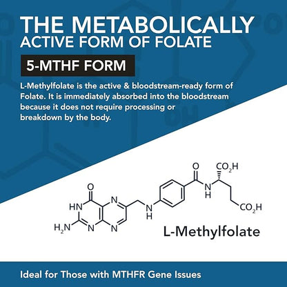 L Methyl Folate 15mg plus Methyl B12 Cofactor 5-MTHF Form B9 & B12 (60 (60 Capsules)