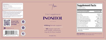 Myo-Inositol & D-Chiro Inositol Supplement for Women | PCOS 4100MG (40:1 Ratio) | Hormonal Balance, Fertility, Preconception, Pregnancy & Ovarian Support | 1 Month Supply | Vegan Capsules