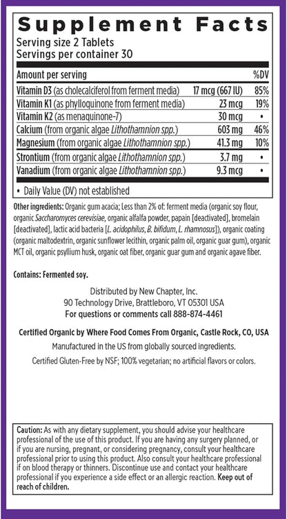 New Chapter Calcium Supplement – Organic 40, with D3 for K2 + 60 Count