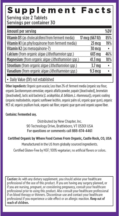 New Chapter Calcium Supplement – Organic 40, with D3 for K2 + 60 Count