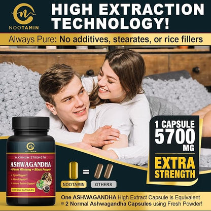 Organic India Ashwagandha Capsules 5700mg 60 Vegan 2 Months