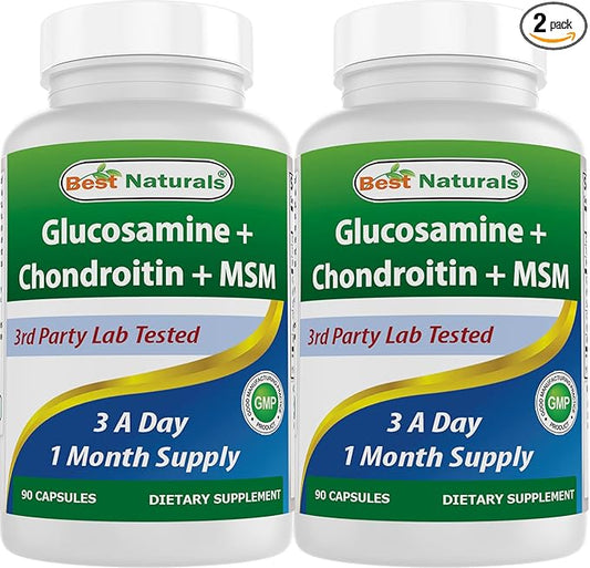 Best Naturals, Glucosamine Chondroitin MSM Supplements, 2600 mg 90 Capsules (90 Count 2))