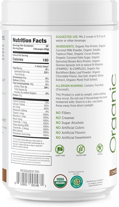 EarthNutri - USDA Organic Plant Based 20 Servings