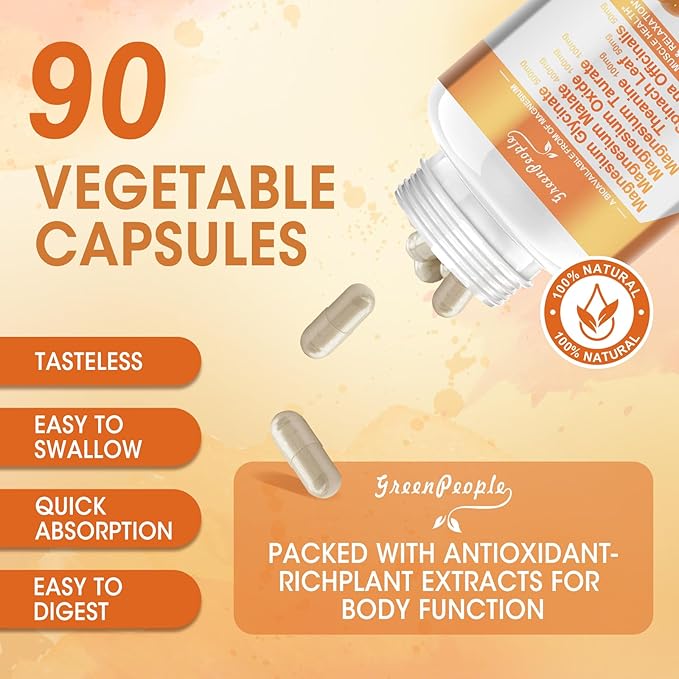 Magnesium Glycinate 500mg Capsules, with Malate, D3 & 6 Kinds 90 Capsules