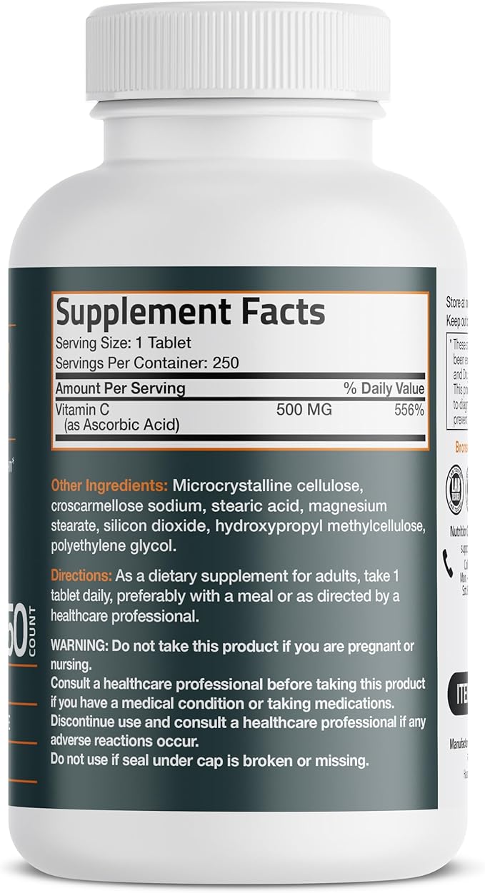 Bronson Vitamin C 500 MG Supports 250 Vegetarian