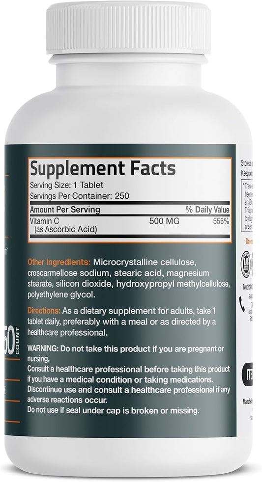 Bronson Vitamin C 500 MG Supports 250 Vegetarian