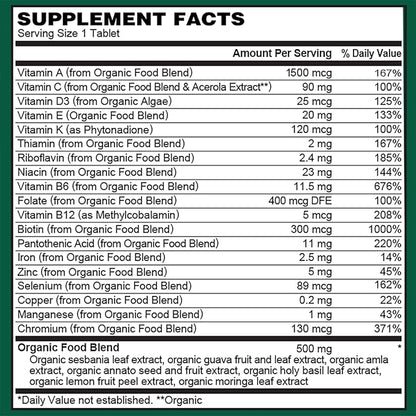 PlantFusion Organic Multivitamin for Women - One Daily Whole Food Blend Women's Multivitamin - Vegan, Non-GMO, Gluten Free & Dairy Free - 30 Tablets (1 Month Supply)