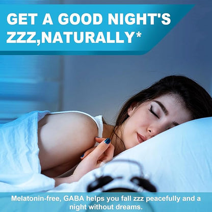 GABA Gummies 500 mg - Sugar-Free Calm Gummies with L Theanine, 5-HTP, Vitamins D3, B12, Ashwagandha, Melatonin-Free for Brain Calm, Mood, Zzz Better, GABA Supplement for Adult, Blueberry Flavor, Vegan