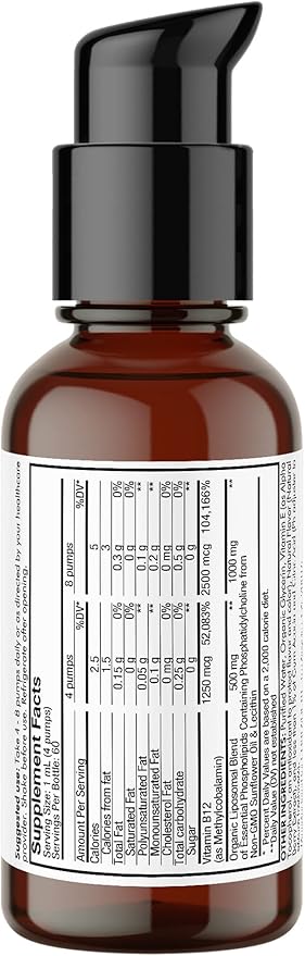Codeage Liquid Vitamin B12 Methylcobalamin Supplement, 2-Month Supply, B12, Vegan 2 fl