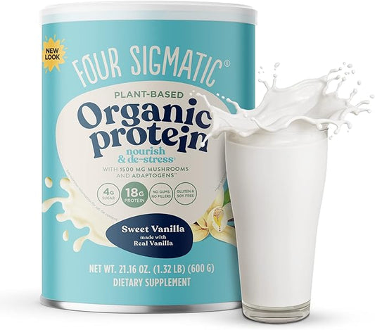 Four Sigmatic Organic Vegan Protein Powder 18g Plant-Based 21.16oz, 15 15 Servings