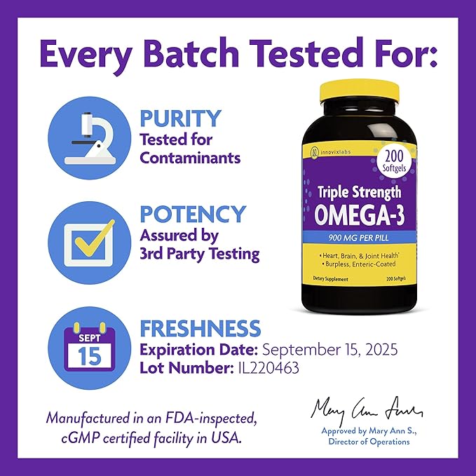 InnovixLabs Triple Strength Omega 3 Fish 900 mg, 3 Supplement Omega-3 for 200 Capsules
