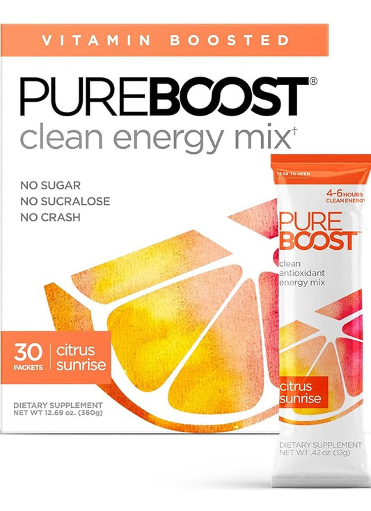 Pureboost Clean Energy Booster, Refreshing Energy B12 Vitamins, 30 Count)