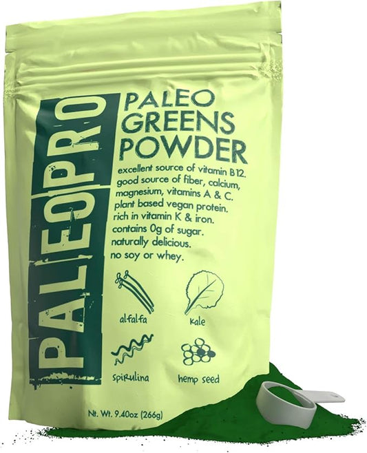 PaleoPro Paleo Greens Powder, Plant-Based Vegan B12, Keto 9.4oz