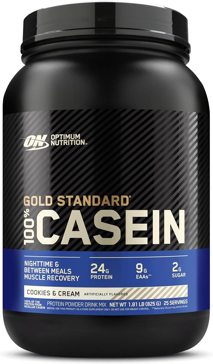 Optimum Nutrition Gold Standard 100% Micellar Casein Protein Powder, Slow Digesting, Helps Keep You Full, Overnight Muscle Recovery, Cookies and Cream, 1.81 Pound (Packaging May Vary)