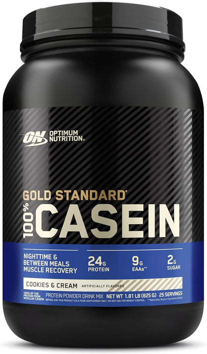 Optimum Nutrition Gold Standard 100% Micellar Casein Protein Powder, Slow Digesting, Helps Keep You Full, Overnight Muscle Recovery, Cookies and Cream, 1.81 Pound (Packaging May Vary)