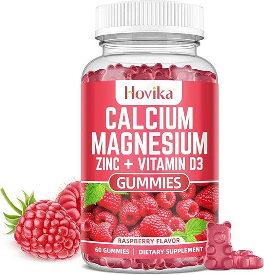 Calcium Magnesium Zinc Gummies with Potassium B6, D3, D3, K2 K2 - 60 Cts