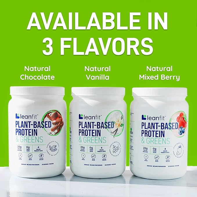 LeanFit PLANT-BASED PROTEIN & GREENS, Natural 20g Protein, 19 Servings, 1.25 Pound