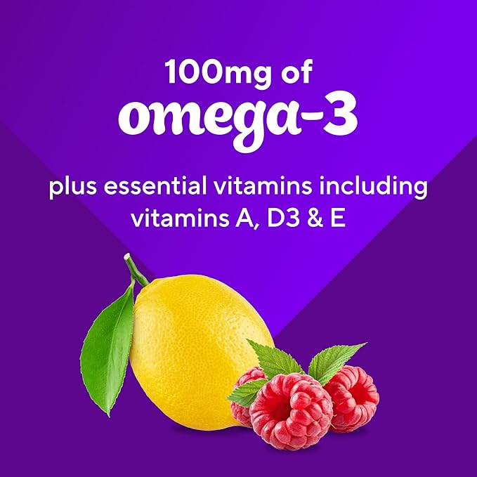 Vitafusion Omega-3 Gummy Vitamins, Berry Lemonade Vitamins(1) With 3 EPA/DHA 1 Vitamin 60 Day 120 Count