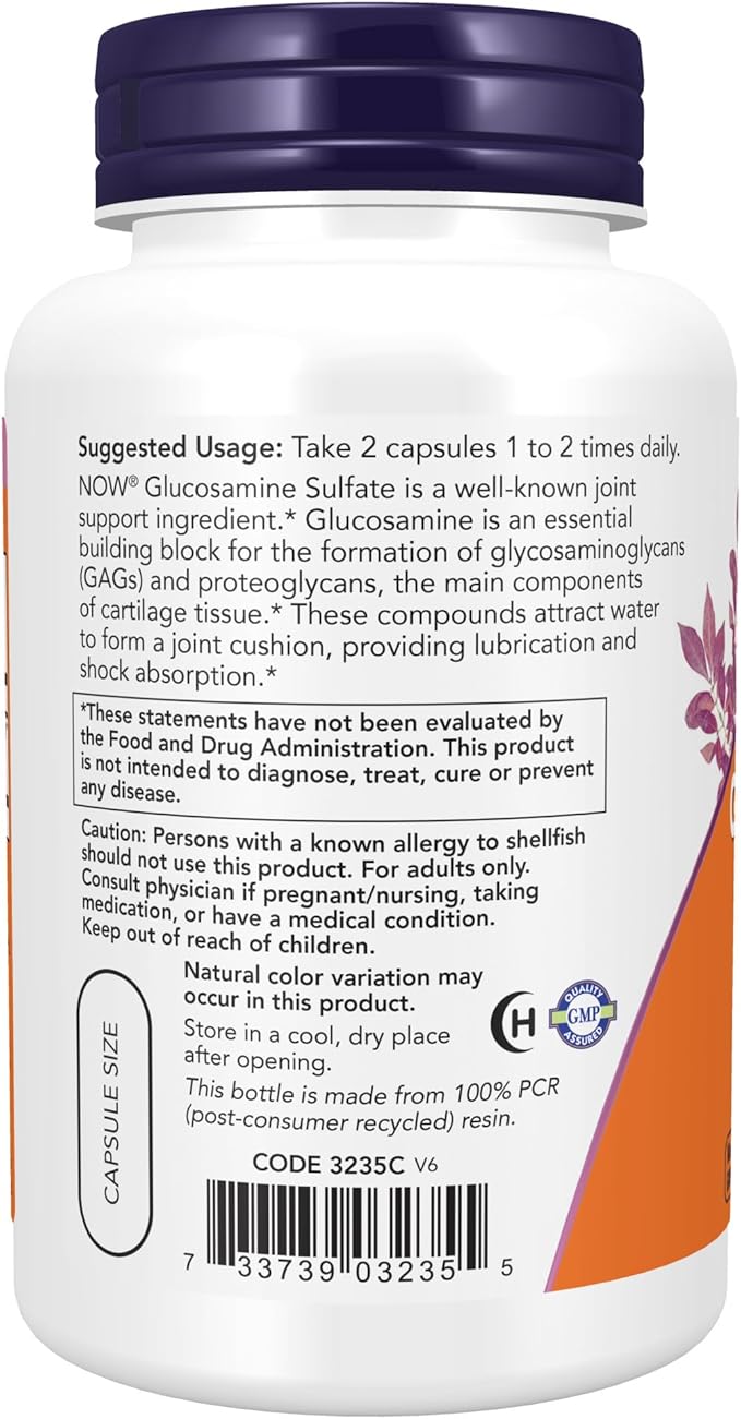 NOW Supplements, Glucosamine Sulfate 750 mg, 120 Veg