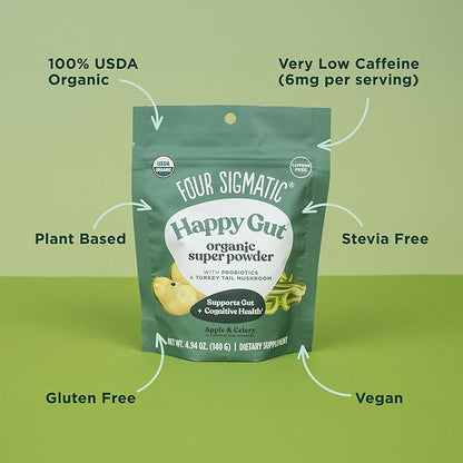 Four Sigmatic Organic Greens Powder | Greens Superfood Powder with Probiotics & Prebiotics | Super Greens with Moringa, Chaga & Turkey Tail | (4.94 oz.)
