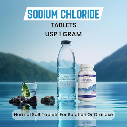 Health Life Sodium Chloride Tablets 1 gm, USP | 300 Count | Normal Salt Tablets | Sodium Mineral Supplement (15.4gr.) | Electrolytes Replenisher Hydration Drink