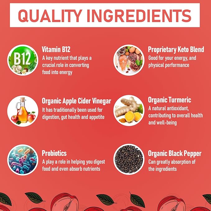 Apple Cider Vinegar Gummies, Max Strength 2000mg ACV Gummies with Probiotics, B12 and Keto, for Digestion, Metabolism, Gut & Immune Health, Gelatin-Free, Vegan & Non-GMO, 240 Gummies