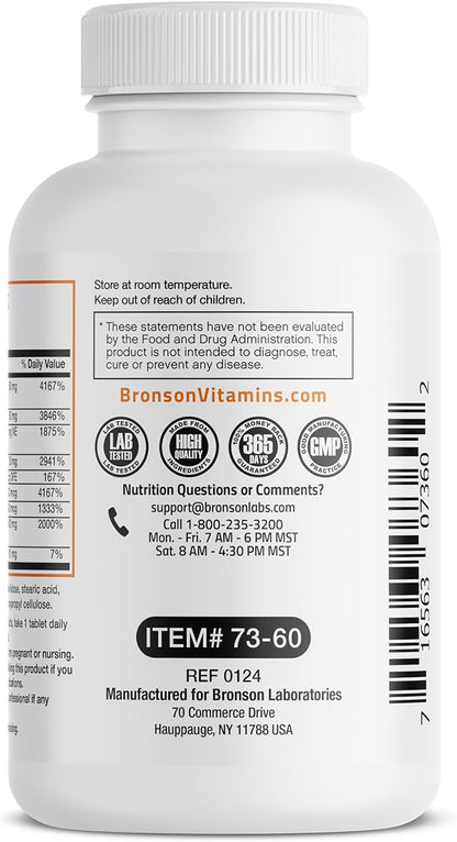 Bronson Super B Vitamin B Complex B1, B2, B2, B3, B3, B6, B6, B9 B9 - B12) Contains 60 Tablets