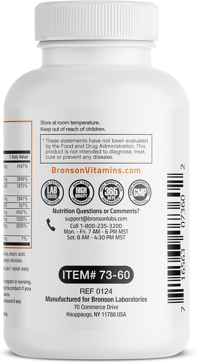 Bronson Super B Vitamin B Complex B1, B2, B2, B3, B3, B6, B6, B9 B9 - B12) Contains 60 Tablets