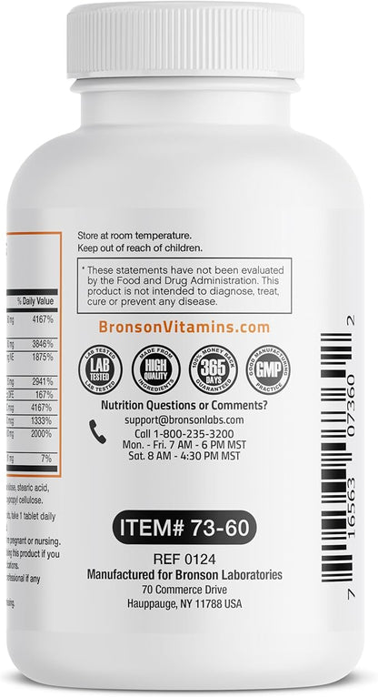 Bronson Super B Vitamin B Complex B1, B2, B2, B3, B3, B6, B6, B9 B9 - B12) Contains 60 Tablets