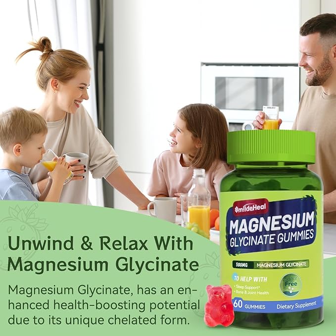 Magnesium Glycinate Gummies 500mg with L-Threonate 300mg B6, CoQ10 CoQ10 - 120 Gummies