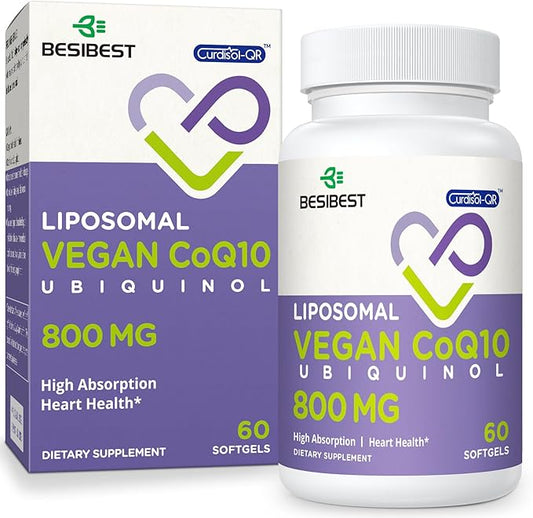 Liposomal Ubiquinol CoQ10 800 MG Softgel, CoQ10 Ubiquinol Q10 800mg, 800mg, Powerful 60 Vegan