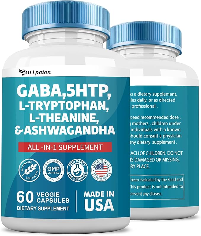 GABA 750mg 5 HTP 200mg L 500mg L 200mg Ashwagandha 3000mg SAM-e 60 Capsules