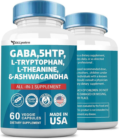 GABA 750mg 5 HTP 200mg L 500mg L 200mg Ashwagandha 3000mg SAM-e 60 Capsules