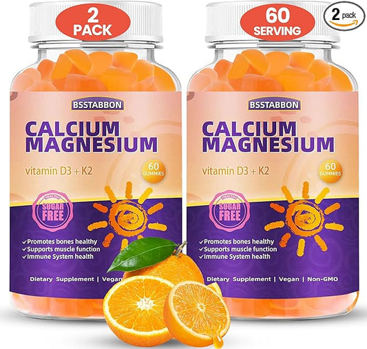 Calcium Magnesium Gummies 600mg Calcium,420mg Magnesium D3+K2 High （120count,BS0301)