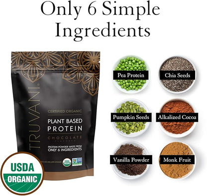 Truvani Vegan Pea Protein Powder 20g Organic 20 Servings