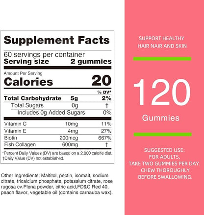 Nature's Key Collagen Gummies with Vitamins 600mg Collagen (120 Gummies, 1)